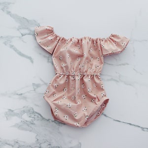 Baby girl clothes baby girl romper Boho off shoulder romper, baby boho romper, Sitter Photography Outfit, Baby Gift image 10