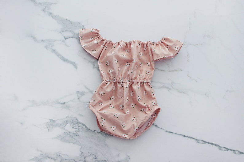 Baby girl clothes baby girl romper Boho off shoulder romper, baby boho romper, Sitter Photography Outfit, Baby Gift image 10