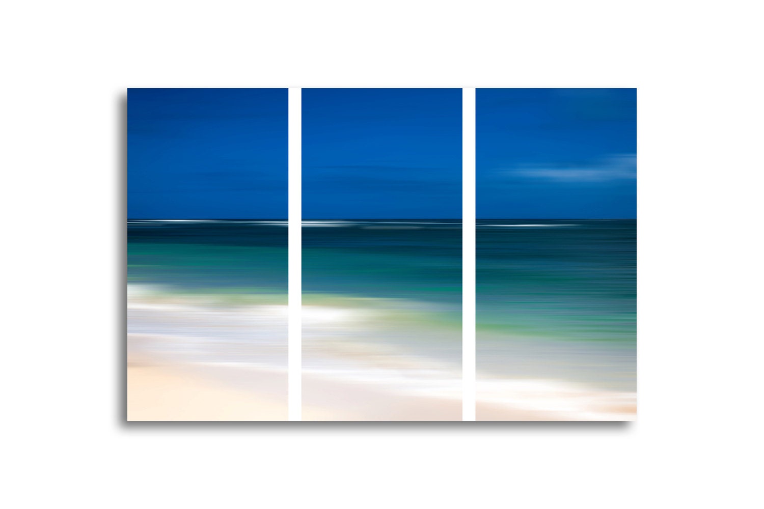 Framed Navy Blue Ocean Abstract Art Lustre Print, Beach Decor, Nautical