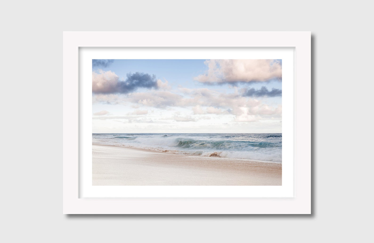 Ocean Beach Framed Art Pastel Blue Ocean Art Pastel Clouds Etsy