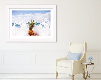 Ocean Pineapple Frame Art Print, Hawaii Pineapple Art, Summer Paradise Decor, Ocean Pineapple Frame Print, Ocean & Pineapple Paradise Poster