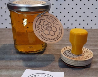 Personalised Rubber Ink Stamp, Honey Label Stamp, Make Your Own Labels, Beekeeping, Custom Stamp, Optional Colored Handles.