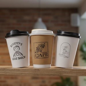 Coffee Cup Stamp, Personalised Stamp, Custom Rubber Stamp, Laser Cut Rubber Stamp, with Custom Coloured Handles. (Ink Pad Sold Separately)