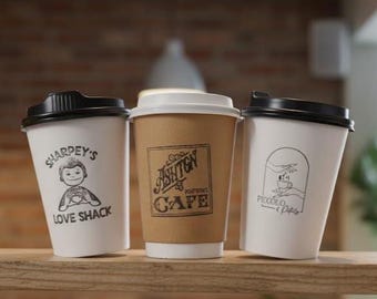 Coffee Cup Stamp, Personalised Stamp, Custom Rubber Stamp, Laser Cut Rubber Stamp, with Custom Coloured Handles. (Ink Pad Sold Separately)
