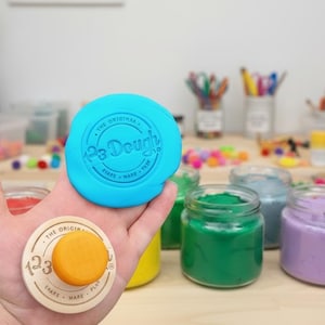 Play Dough Stamp, Play Doh Stamp, Embossing Stamp, Personalised Stamp, Co Logo Stamp, Make Your Play Doh Stamp, optional Colored Handles. imagen 1