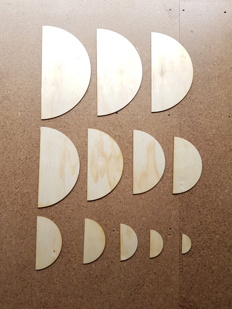 Large Plywood Set of Half Circles 7cm to 40cm 3mm 1/8 Etsy Australia