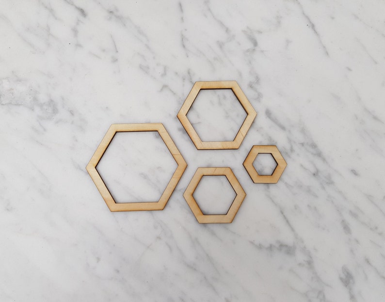 18 Wooden Hexagon Laser Cut Wooden Hollow Hexaagon Craft Hexagons Size 2cm to 20cm 3mm Plywood