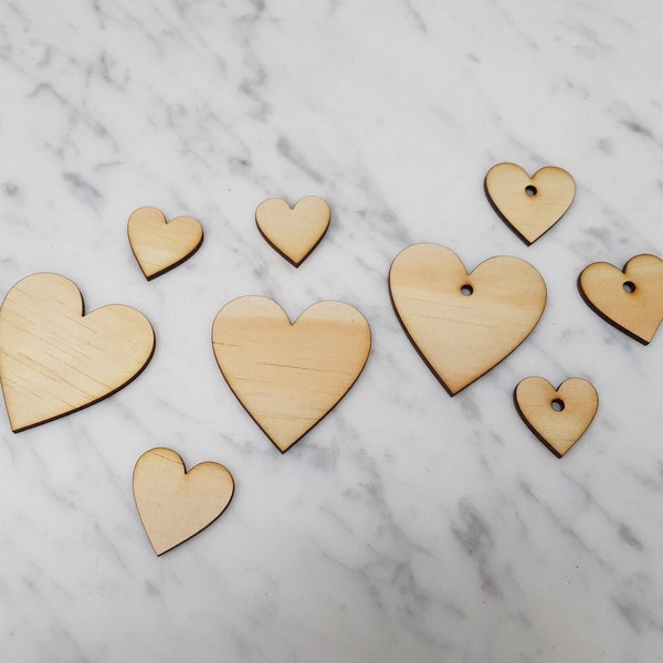 Wooden Heart Laser Cut Wooden Hearts Size 2.5cm to 20cm  3mm (1/8") Plywood