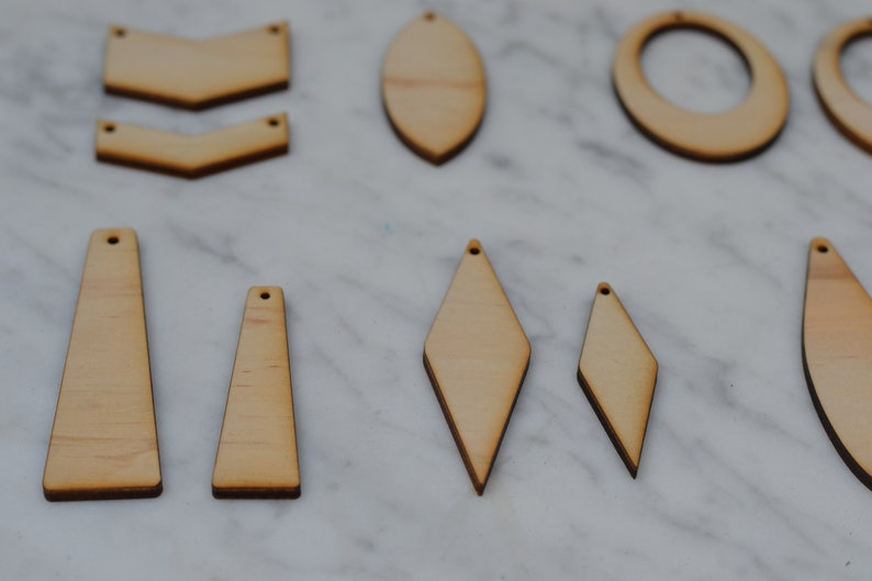 Wood Earring Shapes 3mm 1/8 Thick Plywood Various Etsy