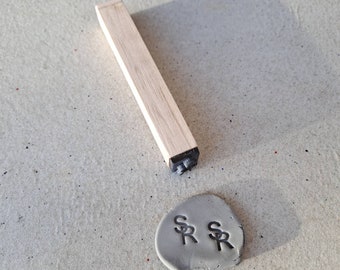 1x1cm Initials Stamp, Makers Mark, Clay Stick Stamp, Pottery Stamp, Embossing Stamp, Initials Embossing Stamp, Slim Handle.