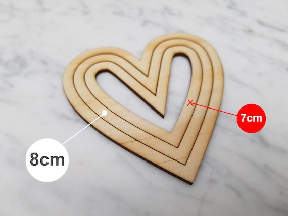 20x Wooden Hearts Laser Cut 8 X 8 cm Mdf Shape Blank