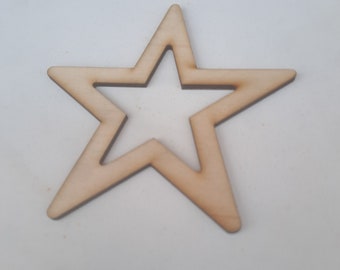 Stella in legno MDF, stelle cave tagliate al laser, stelle artigianali, dimensioni 10x10 cm / 100x100 mm spessore 3 mm (1/8") Qtà x10 confezioni.