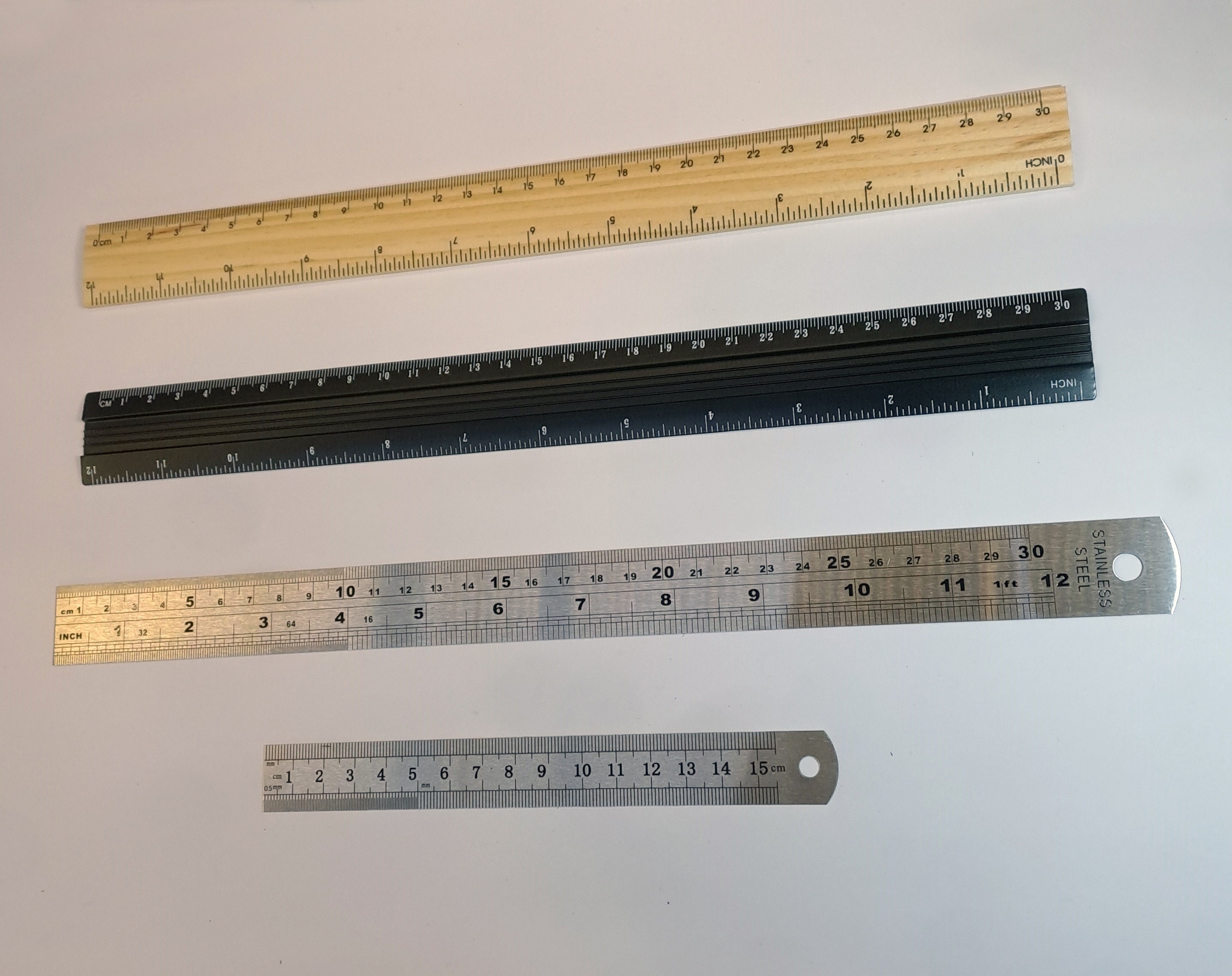 ZZTX Ruler Metal Straight Edge Ruler Stainless Steel Ruler 6 inch 12 inch 16 inch Ruler Set Rulers Bulk Set of 3