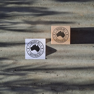 3x3cm Stempel, vorgefertigter Stempel, Australian Made Stamp, Schaumstoff-Stempel, Budget-Stempel, Holzgriff. Ähnlich wie ein Stempel. Stempel4