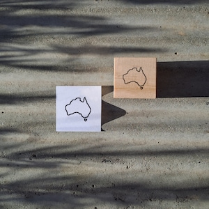 3x3cm Stempel, vorgefertigter Stempel, Australien-Umrissstempel, Schaumstoffstempel, Budgetstempel, Holzgriff. Ähnlich einem Stempel. Stempel3a