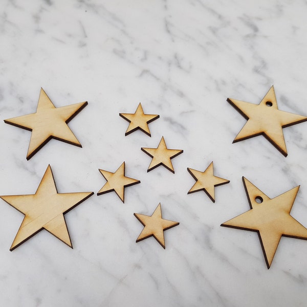 Wooden Star Laser Cut Wooden Stars Size 2.5cm to 20cm  3mm (1/8") Plywood