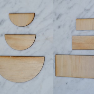 Wooden Circle & Rectangle Half Shapes Laser Cut Wooden Square Size 2.5cm to 20cm 3mm (1/8") Plywood, ACEO Blanks.