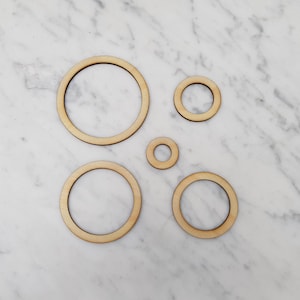 Wooden Ring Laser Cut Wooden Hollow Circles Craft Circles Size 2cm to 20cm  3mm (1/8") Plywood