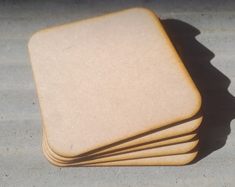 MDF houten vierkant gebogen, lasergesneden houten vierkanten, ambachtelijke vierkanten, blanco onderzetters, afmeting 10 x 10 cm/100 x 100 mm, dikte 3 mm (1/8") x 10 stuks.