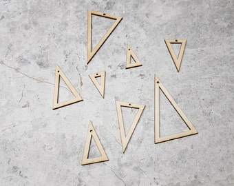 Wooden Isosceles Triangles Laser Cut Wooden Hollow Triangles Craft Narrow Triangle Various Sizes available 3mm (1/8") Plywood