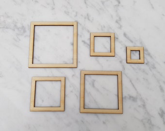 Wooden Square Laser Cut Wooden Hollow Squares Craft Squares Size 2cm to 20cm  3mm (1/8") Plywood