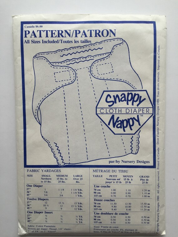 Snappy Nappy Cloth Diaper Pattern All Sizes By Nursery Designs Etsy