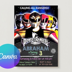 Power Rangers Invitation, Power Rangers Party Invitation, Power Rangers Birthday Invitation, Power Rangers Birthday Party Invitation