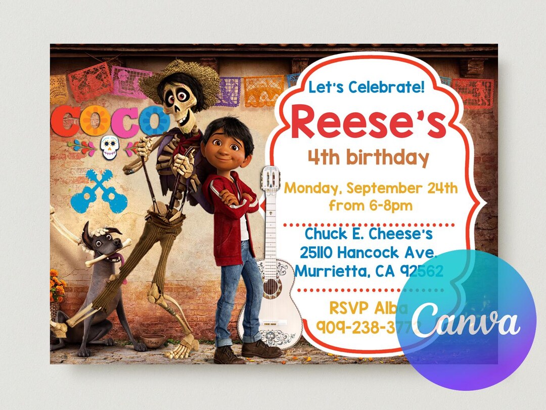 Coco Invitation, Coco Party Invitation, Coco Birthday Invitation, Coco ...