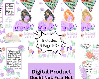 Doubt not Fear not Scripture Stickers, Bible anxiety, Be Still, Bible journaling supplies, scripture art study, women in the scriptures