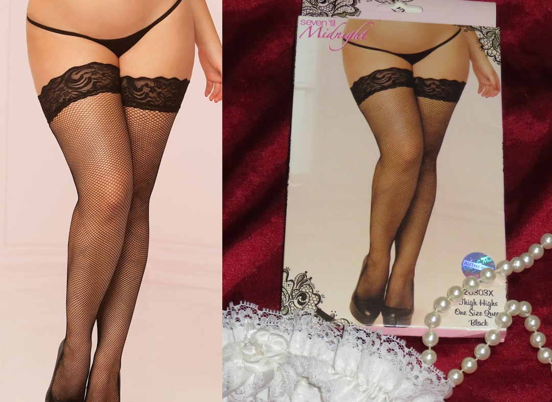 Black Fishnet Stay-Up Stockings main image 1