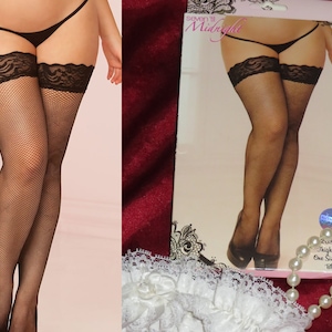 fishnet stay up lace top stockings Queen size