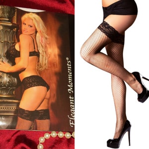 fishnet stay up lace top stockings Queen size