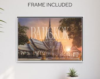 Bangkok Thailand Canvas Art, Modern Asian Landscape Print, Framed Wall Decor