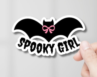 Spooky Girl Bat Sticker, Halloween Horror Decal