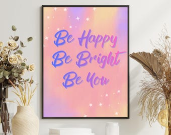 Inspirational Quote Art Print, Peach Lavender Watercolor (Vertical Matte Poster)