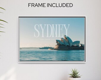 Sydney Australia Framed Canvas Wall Art, Modern Travel Decor