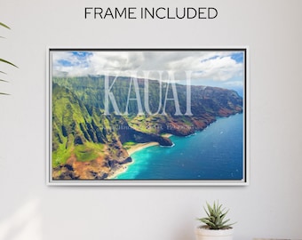 Kauai Hawaii Framed Canvas Print, Island Scenery Wall Art