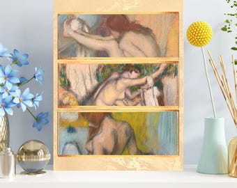 Impressionistisches Frauen-Badeplakat, Vintage-französische Kunstmatte, vertikaler Druck