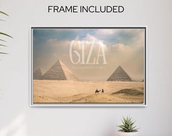 Framed Giza Pyramids Canvas Wall Art, Egyptian Decor