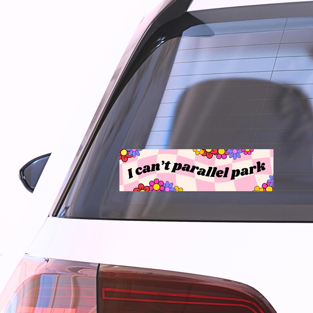 Can't Parallel Park Bumper Sticker, Pastel Pink Car Decal, Funny Gen Z ...