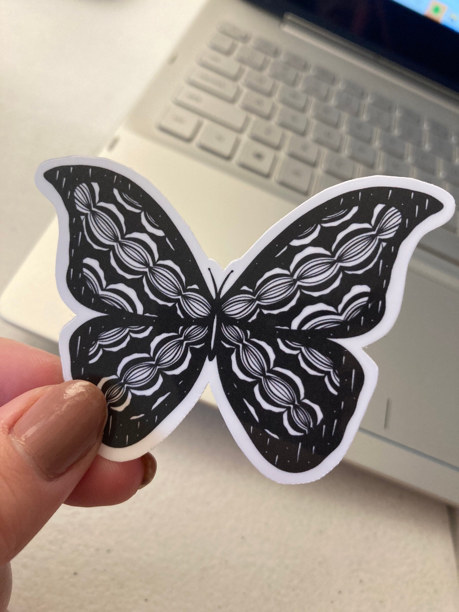 Black & White Butterfly Sticker waterproof butterfly print Etsy