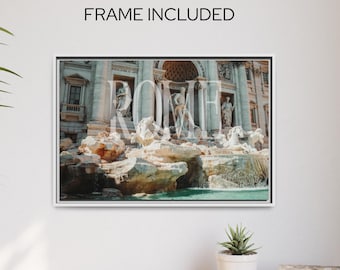 Trevi Fountain Framed Canvas Print, Rome Italy Travel Art