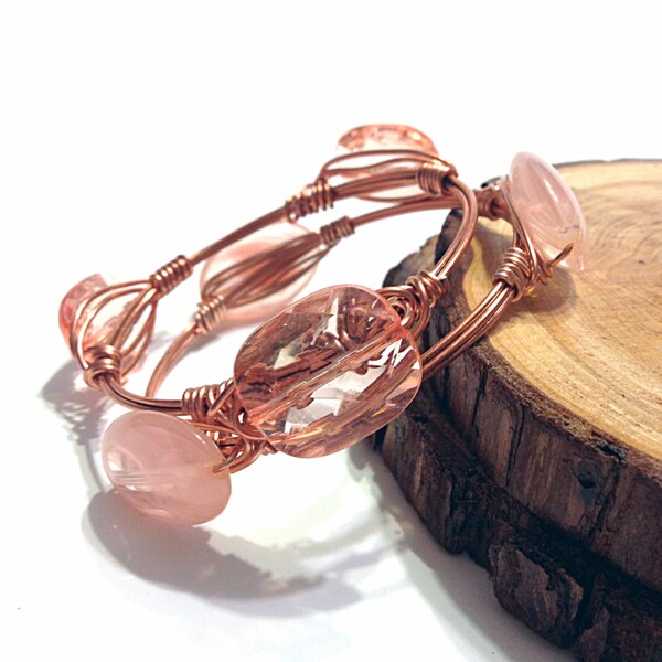 Wire Wrapped Bangle , Wire Wrapped Bracelet , Chunky Bracelet , Chunky Bangle , Wedding Jewelry , Wedding Bracelet , Bracetet Set , Gift