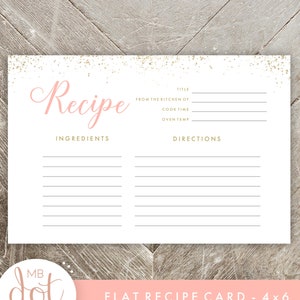 Platte receptkaarten - vrijgezellenfeest - receptverzoek en instructies - goud, roze, glitter - direct downloaden