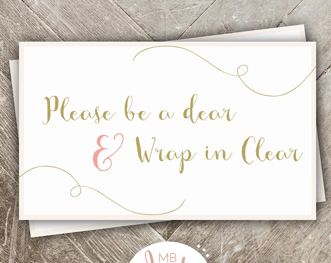Please Be a Dear, Wrap in Clear Baby Shower Invitation Insert Once Upon