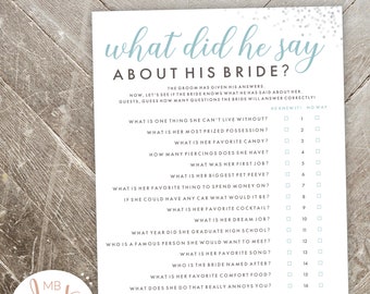 What Did He Say About His Bride Bride or Groom Printable | Etsy