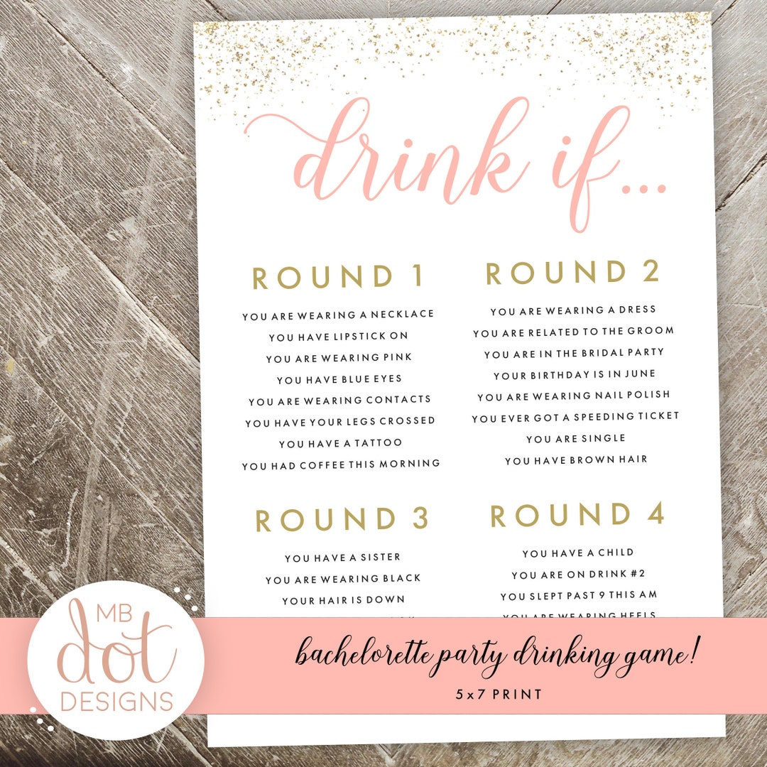 Bachelorette Party Drinking Game Drink If Game, Printable Bachelorette ...