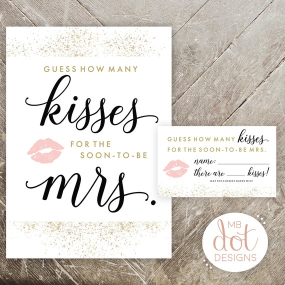 Guess How Many Kisses for the Soon-to-be Mrs Printable | Etsy