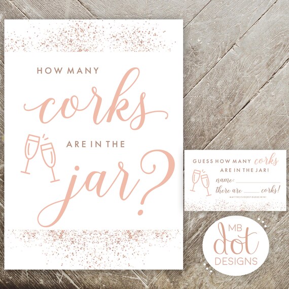 Guess How Many Corks Are in the Jar Printable Bridal Shower - Etsy
