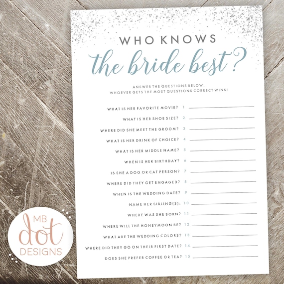 Who Knows the Bride Best Questionnaire for guests | Etsy